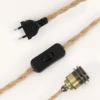 Vintage Power Cord Pendant Light 2M Hemp Rope Cables E26 E27 Lamp Holder Socket EU Plug Switch Industrial Pendant Light Fitting 5