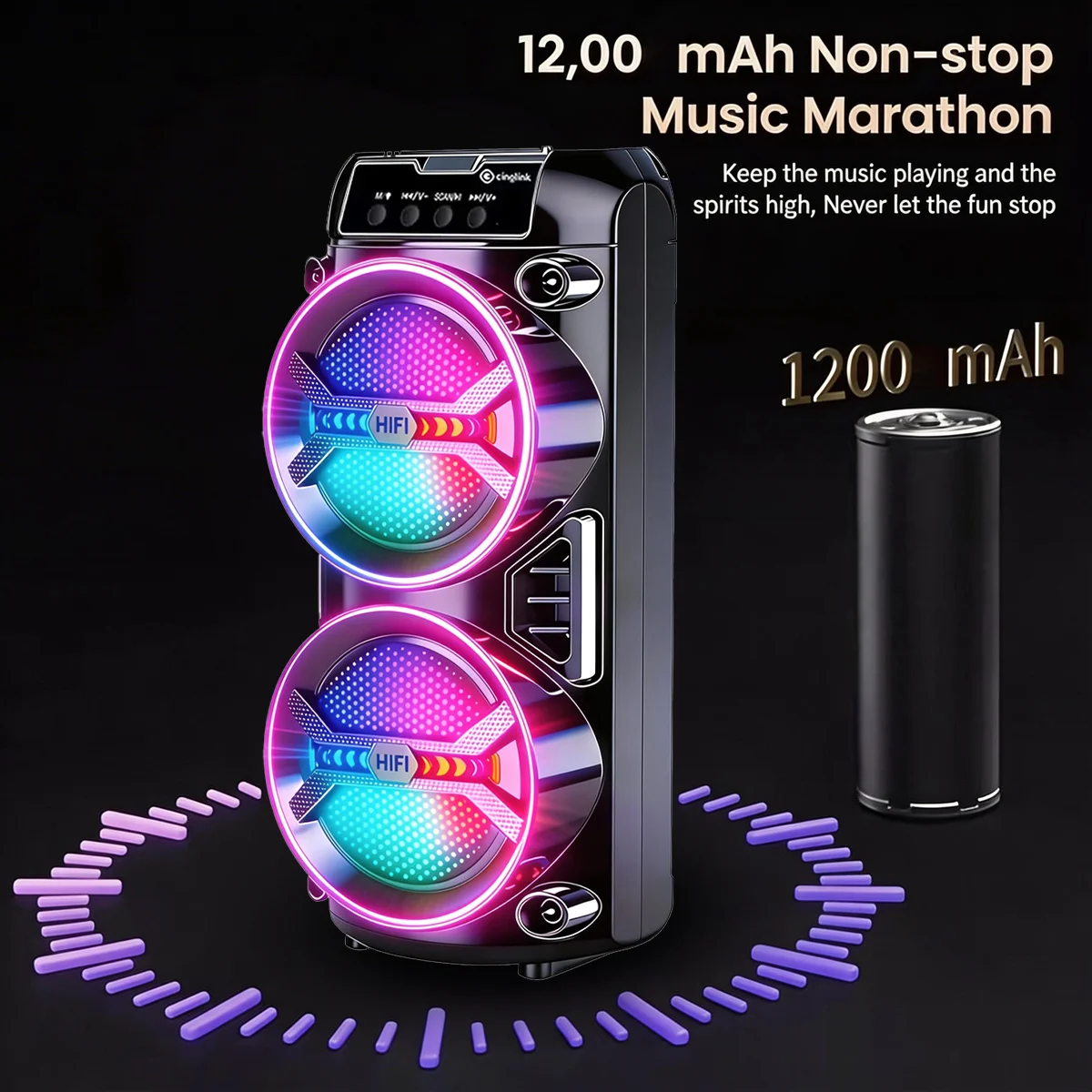 휴대용 무선 스피커 (RGB LED 조명, TF/USB/FM 라디오, AUX 입력, 야간 조명, 홈/야외 캠핑 선물용 파티 스피커)