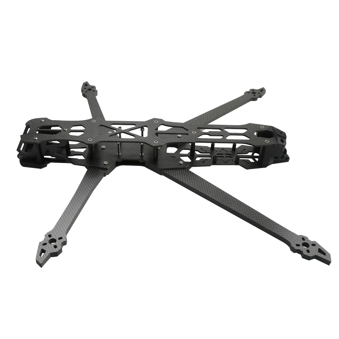 Kit cadre drone FPV GK-V3 en fibre de carbone, version 15 pouces, posé sur fond noir, montrant la taille imposante et la robustesse.