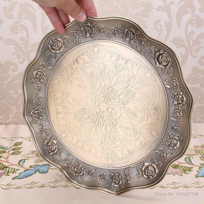 European Style Metal Wine Set, Home Meal Supplies Decoration Luxury Rose Zinc Alloy Liquor Flask Small Wine Cups, Tray, 6Pcs Set