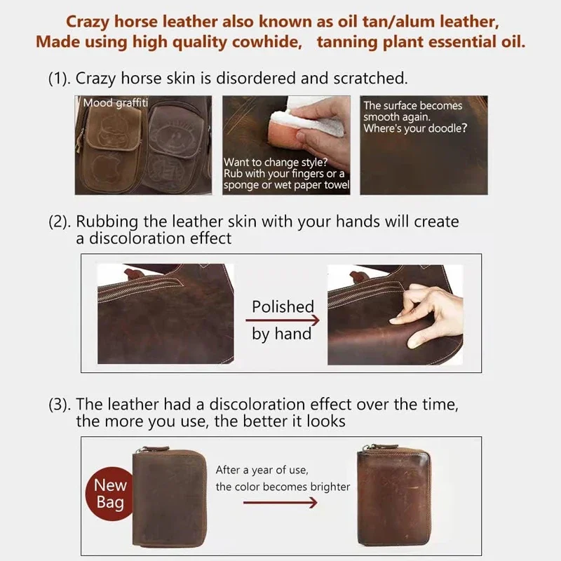 Leather Crazy Horse Oil Tanned Cowhide – 2mm Thick, DIY Craft Leather in Various Sizes & Colors 4
