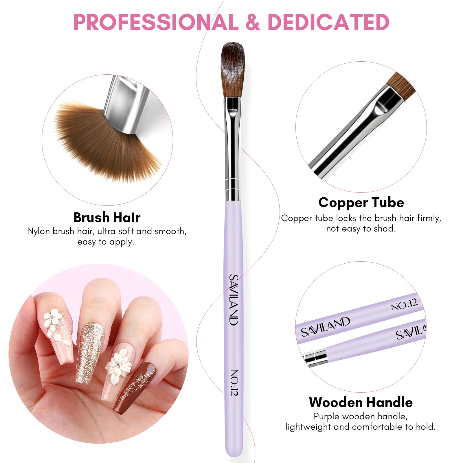 Saviland 120ML Monomer Acrylic Nail Liquid with Dehydrator and Non-acid PH Bond for Acrylic Powder Nails Extension Nail Brush 6