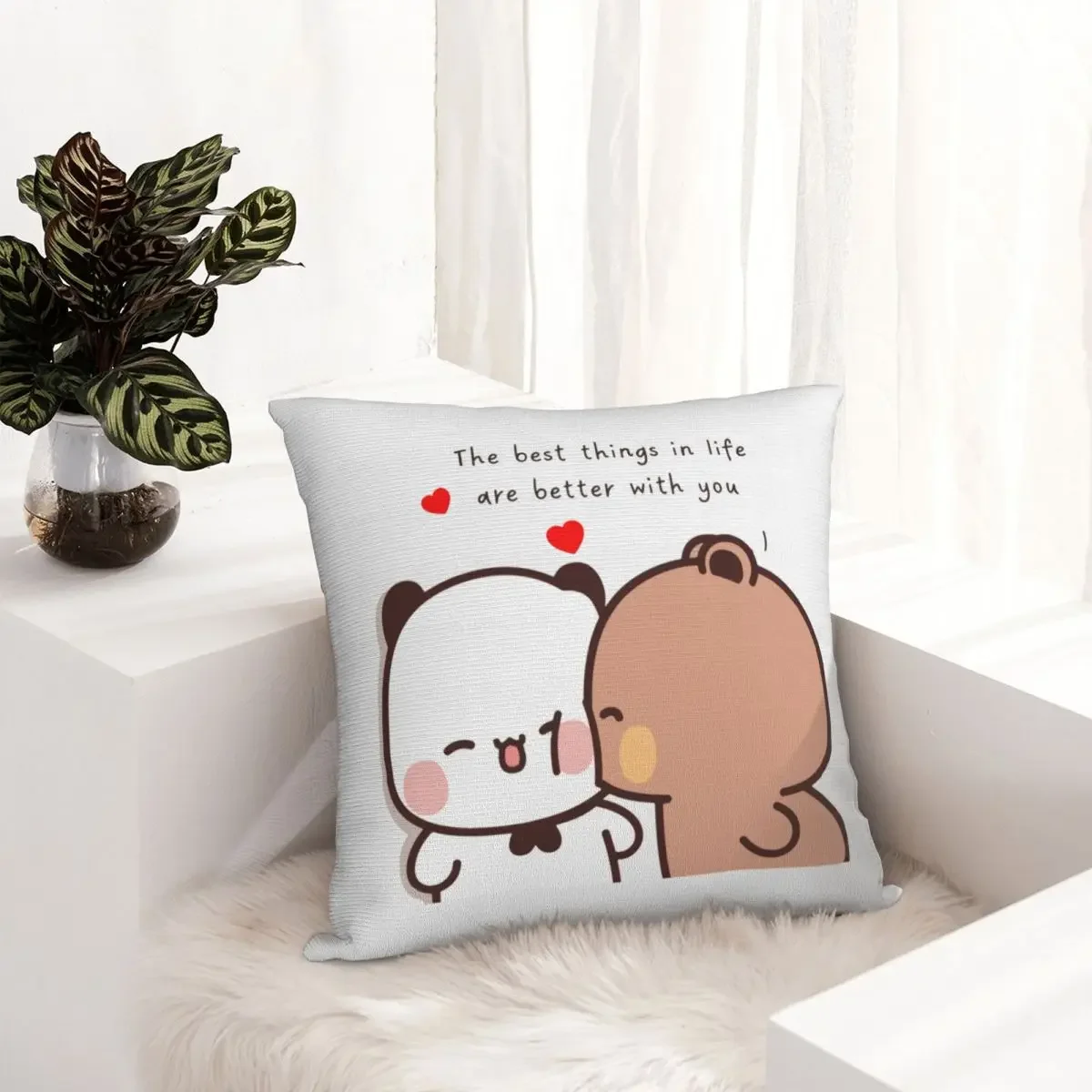 

Pillow Cover Bubu And Dudu Custom DIY Cushion Cover Bear Love Couple Cartoon Morden Pillow Case For Office Car Home Pillowcases