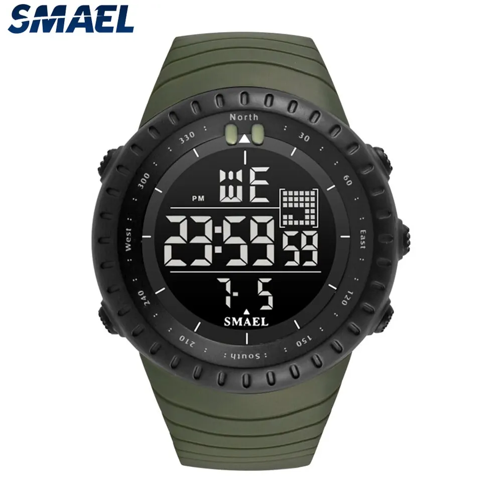 SMAEL Brand Men Electronics Watch Outdoor Sports Waterproof Big Dial Digital LED Alarm Digital-watch 1237 Sport Watch 1