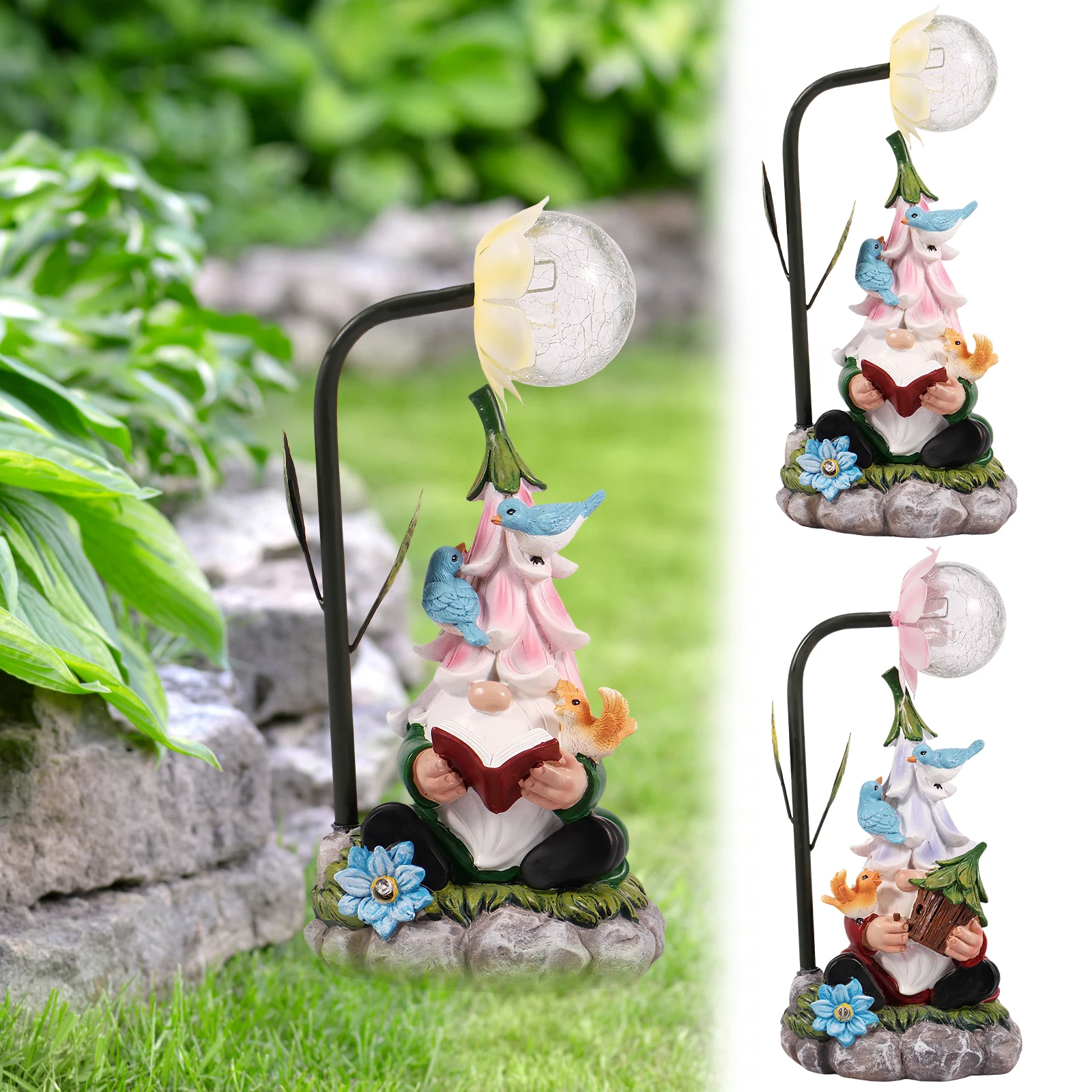 

Solar Gnomes Statue Light Auto On/Off Solar Powered Gnome Figurine Lamp Cute Gnomes Statue Décor Decorative Lawn Dwarf Ornament