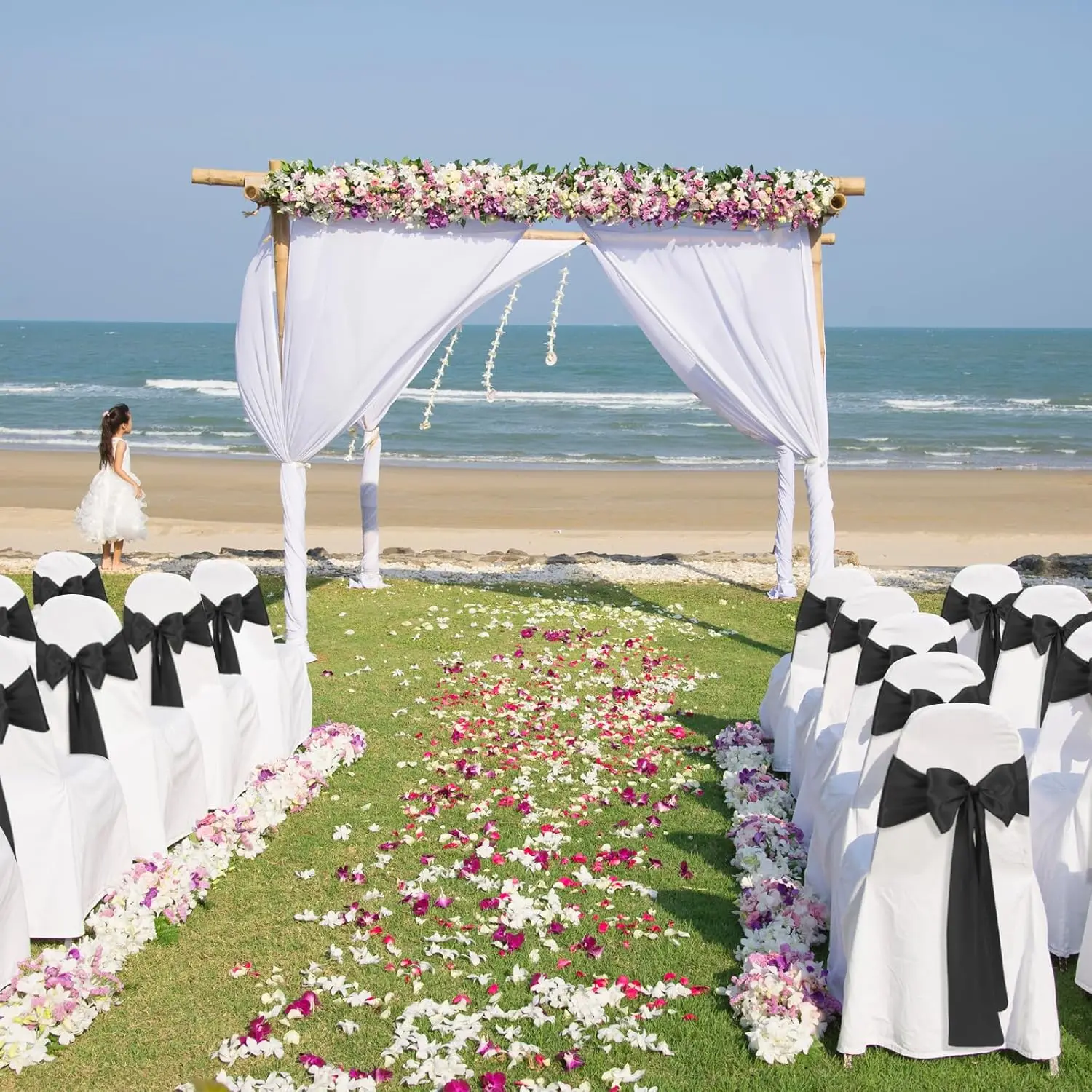 50 Fasce Per Sedie In Raso Oro Rosa - Lunghe 274 Cm, Per Matrimoni, Feste E Banchetti