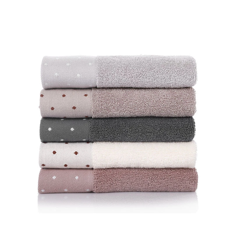 1 Pc 34x34cm 100% Cotton Absorbent Dot Striped Solid Color Soft Comfortable Men Women Bathroom Travel Square Face Towel 4