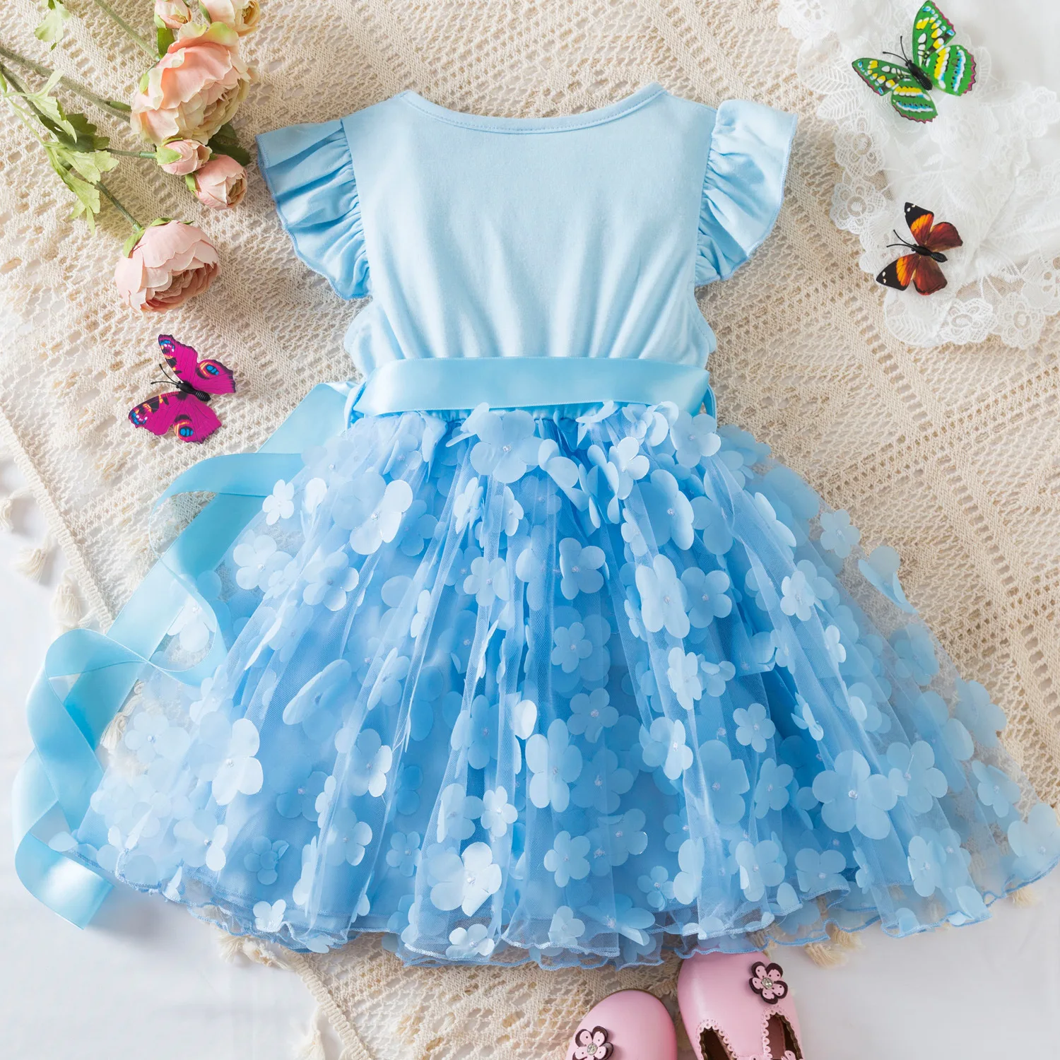 3D Butterfly Cute Lilo Stitch Summer Dress for Kid's Casual Clothes Baby Girls Beautiful Princess Dress Party Dresses 2-6 Yrs 6