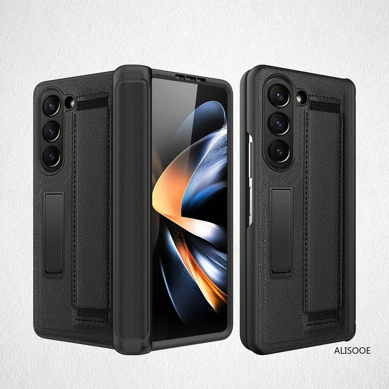 Premium Hinge Case with Wristband and Stand for Samsung Galaxy Z Fold - Front Glass Protection Included