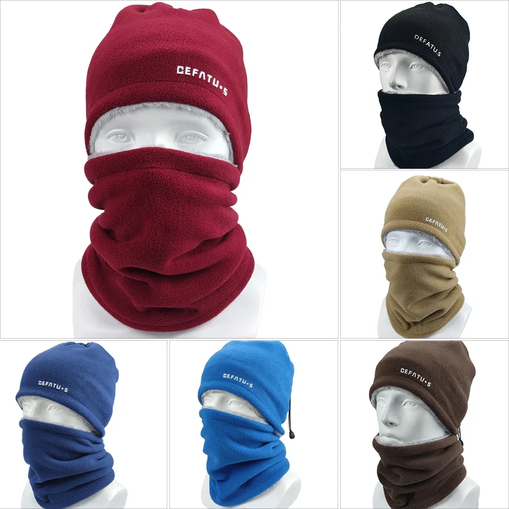 Thickened Fleece Neck Warmer Hat Two-Piece Set Winter Cycling Face Mask Unisex Windproof Cold Resistant Motorcycle Accessories