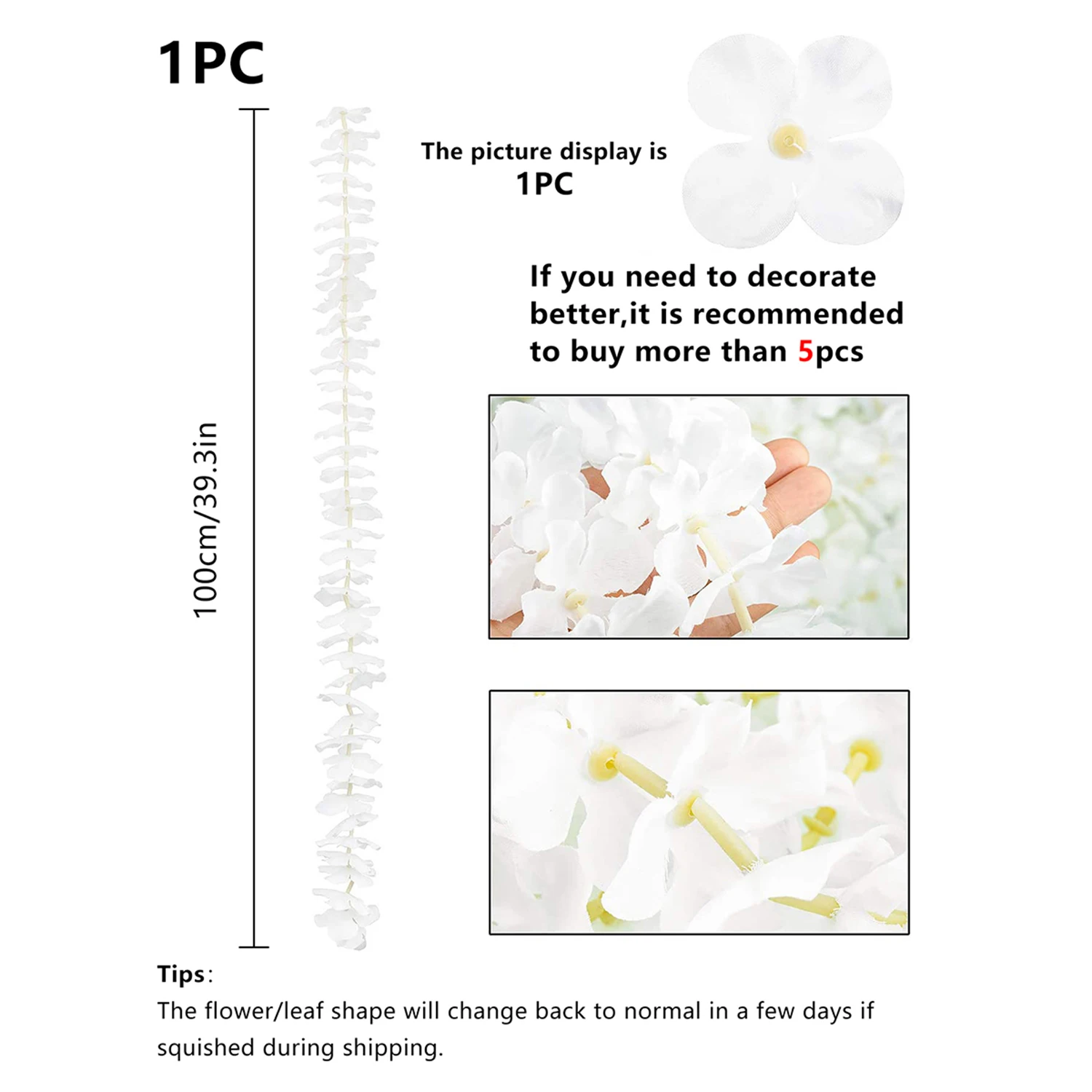 5/10 Stück 100cm Seiden-Kunstblumen Sakura-Girlande für Hochzeit, Garten, Bogen, Romantische Heimdekoration, DIY-Geschenke im Trend – Detail 11