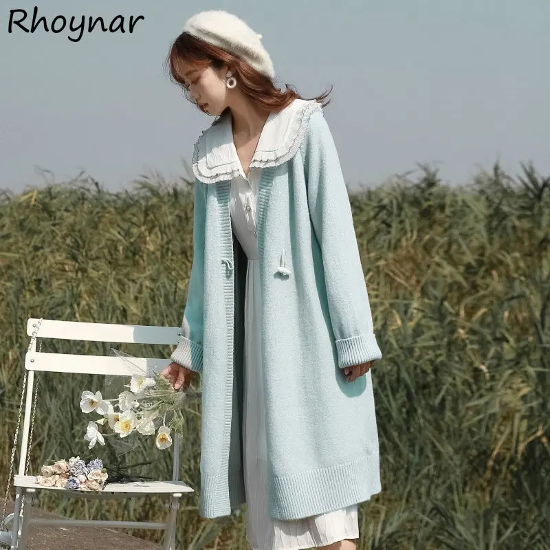 

Long Cardigan Women Clothing Baggy Knit Minimalist Pure Gentle Basics Sweet Sweaters Korean Fashion Elegant Aesthetics Кардиган