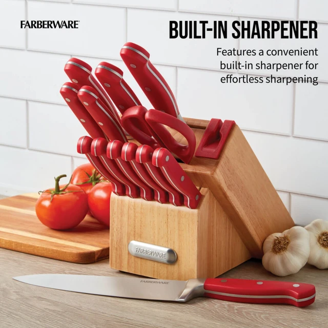 Farberware EdgeKeeper 14-Piece Forged Triple Rivet Kitchen Knife