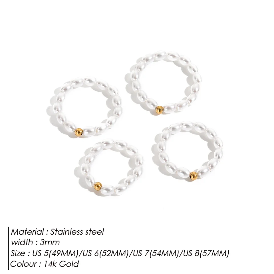 Crystal Rings Engagement Rings Fashion Rings Wedding Rings Stainless Steel Rings Finger Rings Fashion Ring Metal Rings Pearl Finger Ring SUNIBI Pearl Ring for Woman Korean Style Trendy Stainless Steel Bride Wedding Engagement Statement Jewelry Accessories