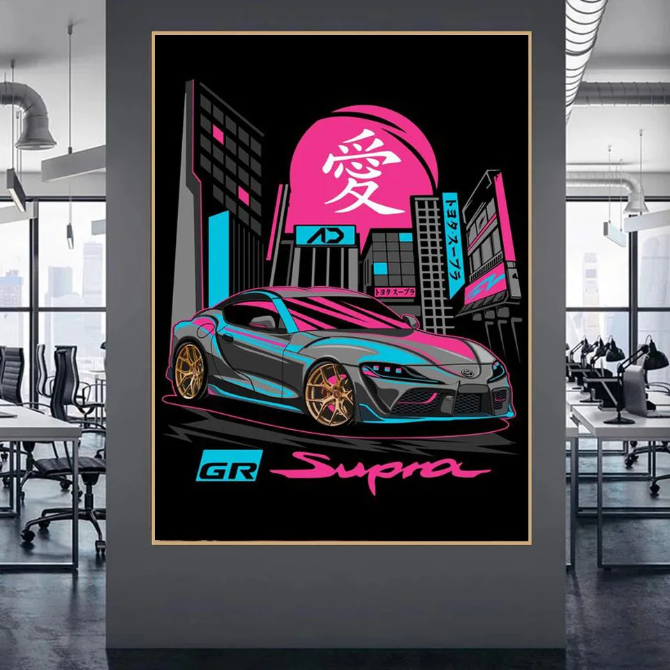 Diamond Painting Tokyo Street Racing Car Nissan GTR Synthwave Neon Landscape Diamond Mosaic Decoration Wall Art Room Home Decor diamond painting diamond painting accessories