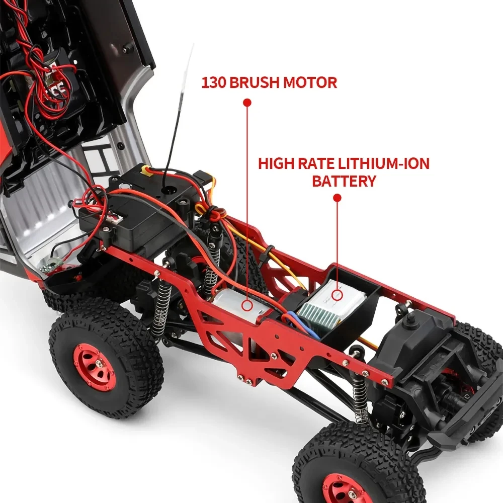Wltoys 2428 1:24 미니 RC 자동차 2.4G LED 조명 4WD 오프로드 전기 크롤러 차량 원격 제어 트럭 장난감 어린이를위한
