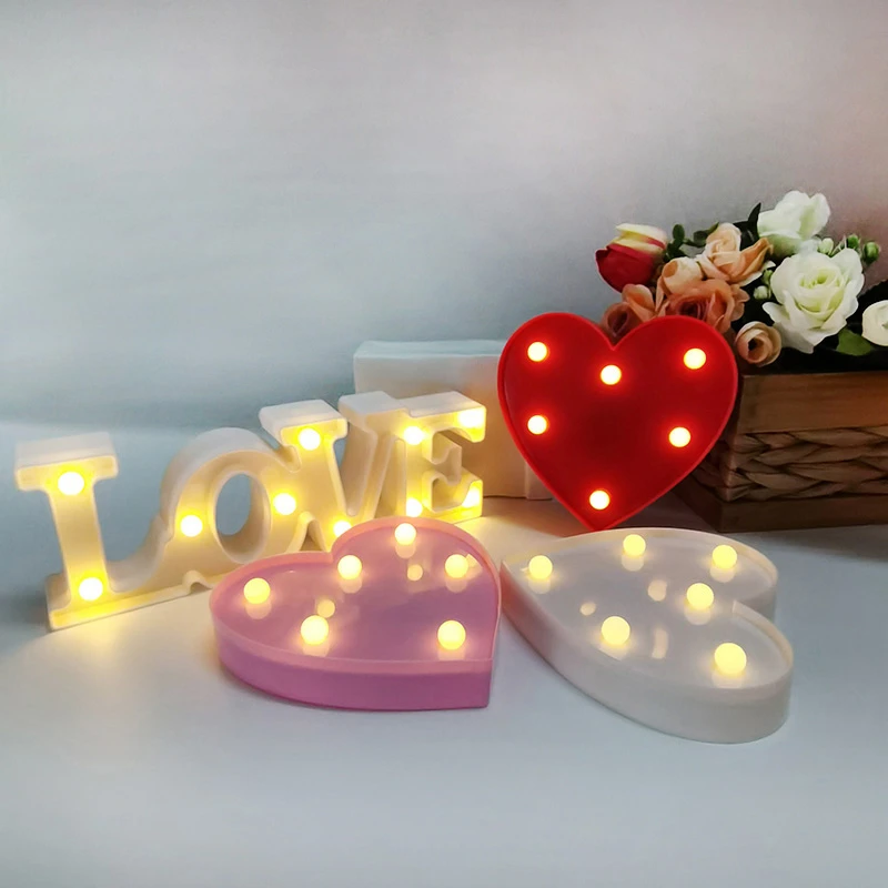 3D Love Heart LED lettera lampada romantica lettera di san valentino segno luce notturna ornamenti matrimonio compleanno decorazioni per la casa di ...