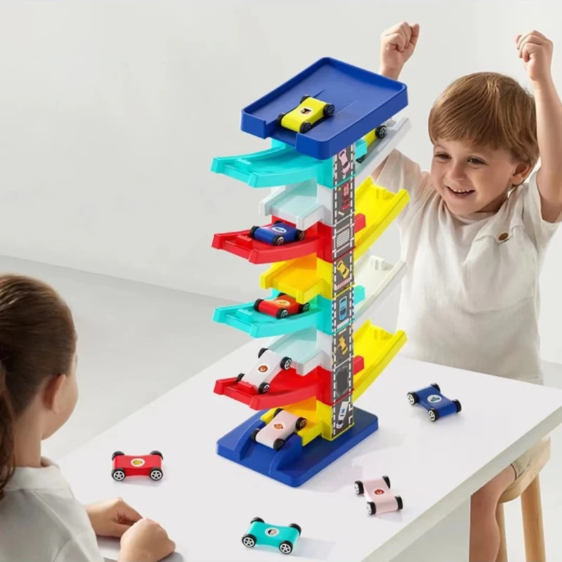 Child Track Racing Glider Car Montessori Educational Toy Mini Inertia Slide Roller Coaster Racing Ramp Vehicle Playset Toys Car 5