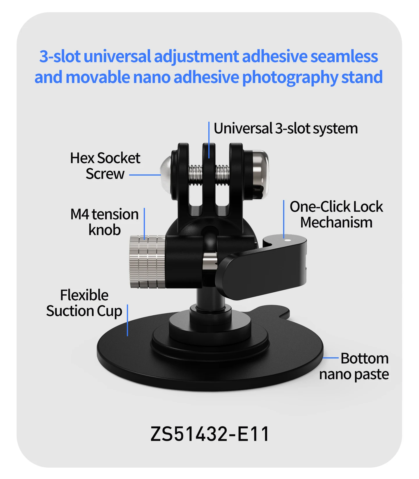 Magnetischer Schnellverschluss-Saugnapf-Kamerahalter 360° Kugelkopfhalterung Motorradhelm-Klebehalterung für DJI Pocket4 Kamera – Detail 33