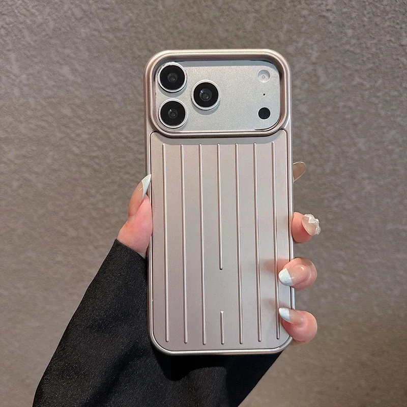 Luxury Striped Texture Shockproof Phone Case - Titanium Glossy Business Cover