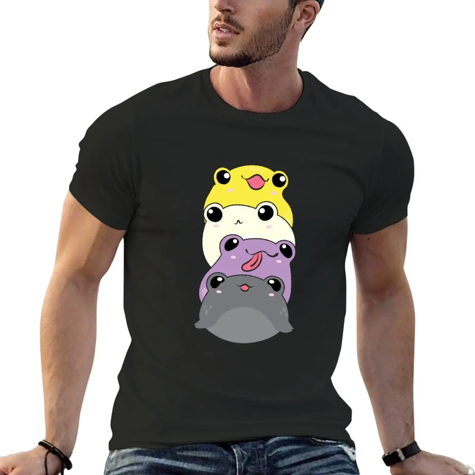 

Nonbinary Pride Frog - Cute Kawaii Aesthetic Frog - Subtle Non-Binary Enby NB Pride Flag Colors Frog Pile T-Shirt