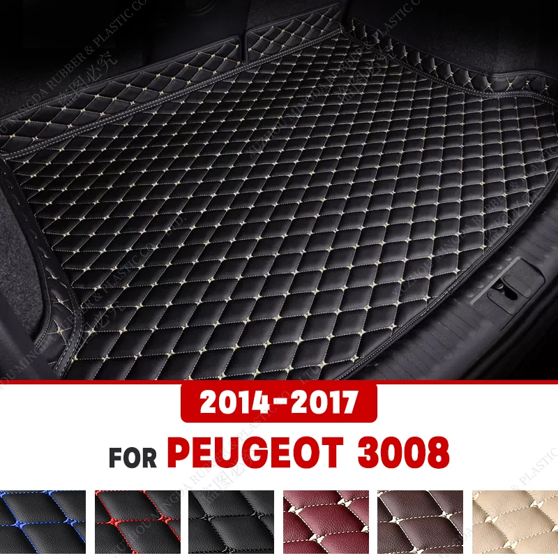 

3D коврик для багажника автомобиля с высокими краями для PEUGEOT 3008, 2014, 2015, 2016, 2017, пользовательские автомобильные аксессуары, украшение интерьера автомобиля