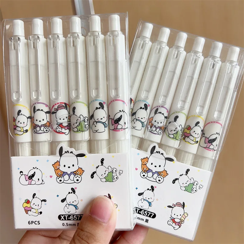 

6pcs Sanrio Cartoon Pochacco Neutral Pen Cute Creative St Pen Tip Ballpoint Pen Student Signature Pen Stationery School Supplies