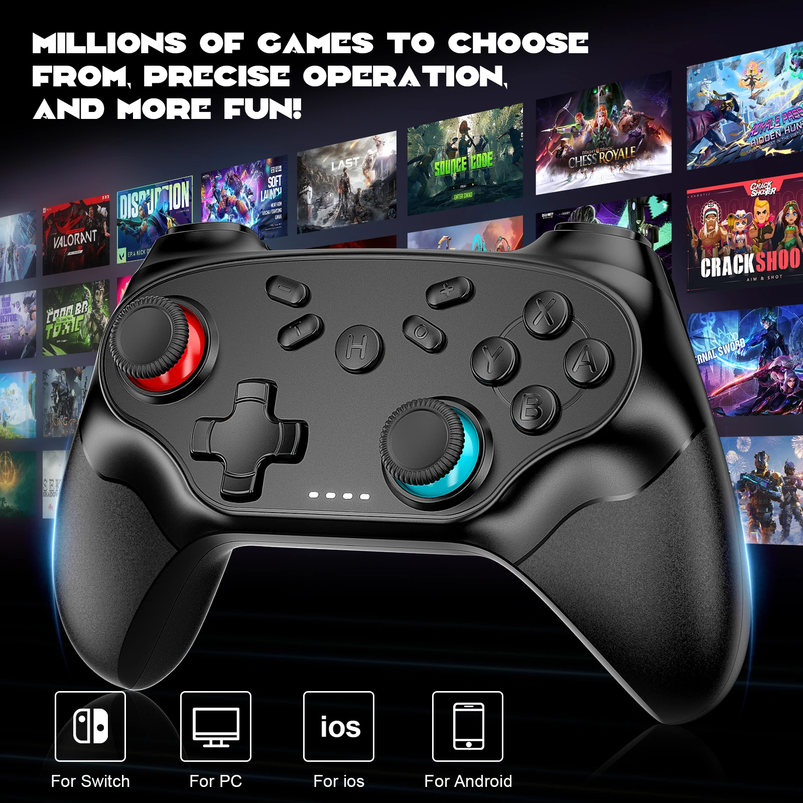GAMROMBO Controller For Switch Oled/Lite/PC Wireless Game Joystick W/ 6-axis Gyro Turbo Vibration Gamepads Remote_voghion.com
