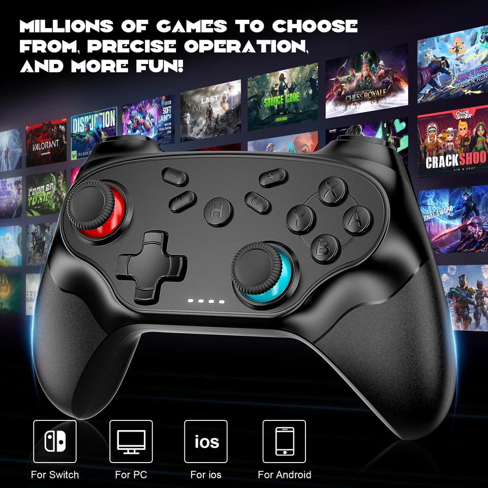 GAMROMBO Controller For Switch Oled/Lite/PC Wireless Game Joystick W/ 6-axis Gyro Turbo Vibration Gamepads Remote_voghion.com