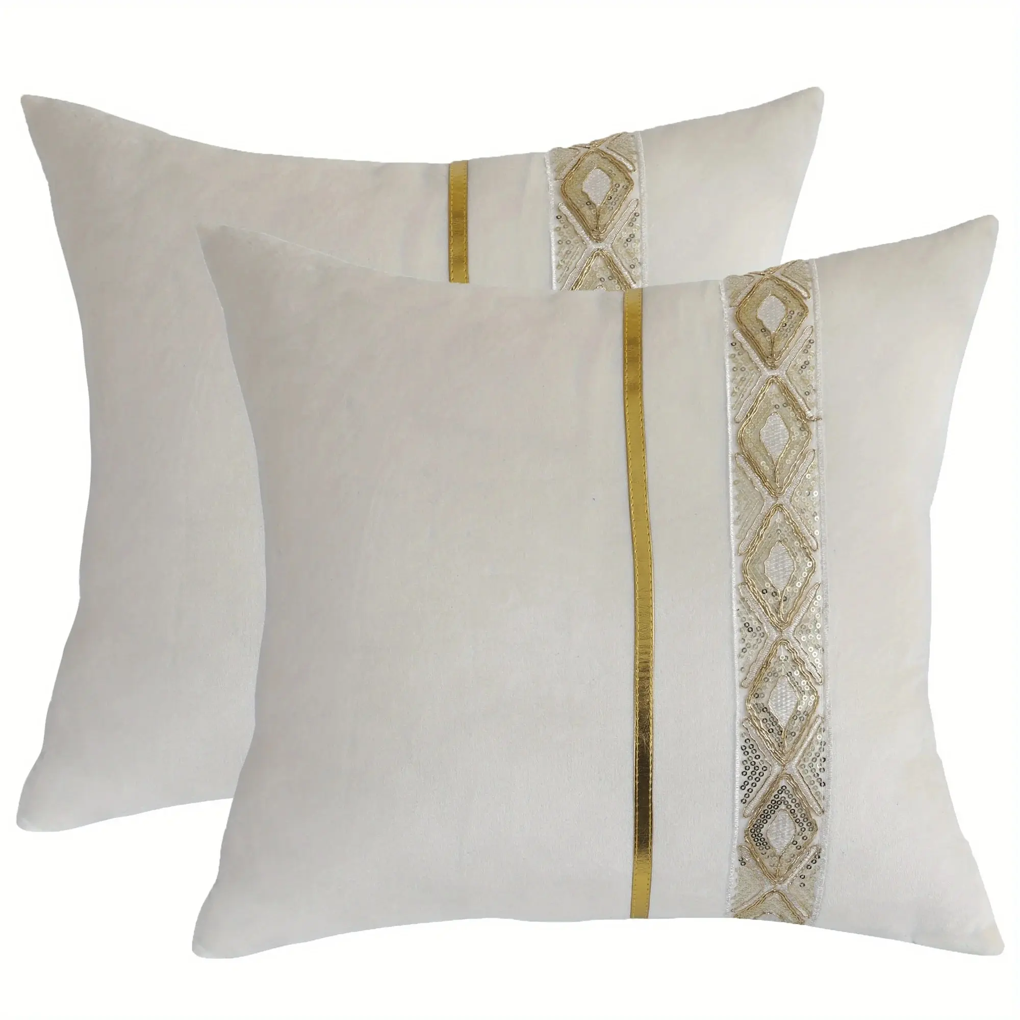 Description Picture 6 of item1pcs Sequin Embroidered Cushion Covers Shiny Wedding DecorationPillow Covers Luxury Gold Leather Stripe Throw Pillow LivingRoom