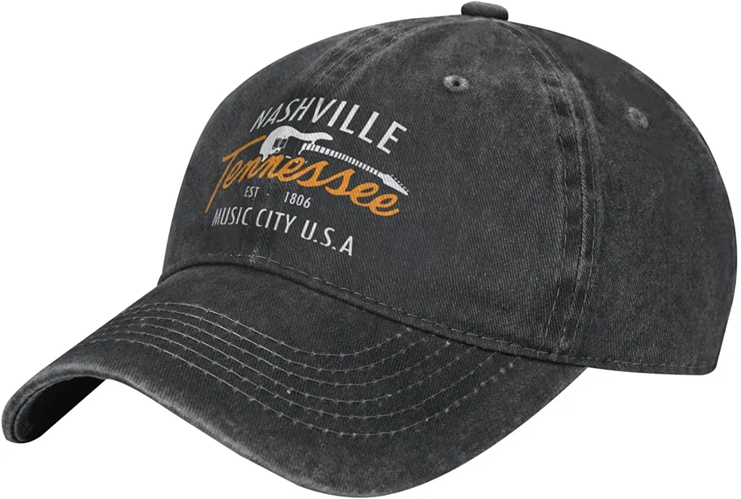 Guitar Nashville Music City Baseball Cap Unisex Adjustable Denim Hat Adult Four Seasons