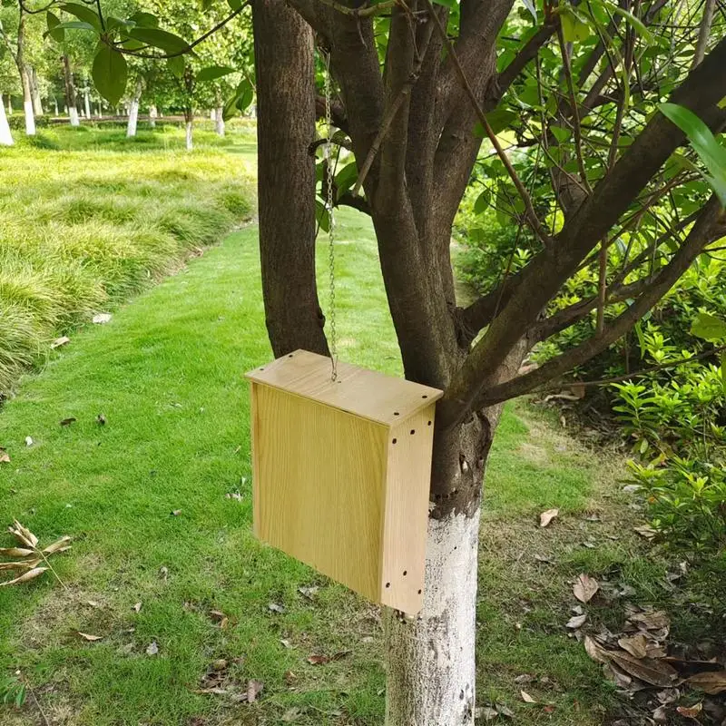 Bat Houses For Outdoor Natural Wooden Bat House Shelter With Roof Weatherproof Box Garden Summer And Winter Quarters