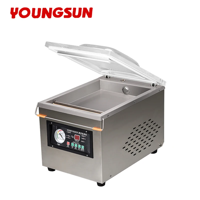 

YOUNGSUN Factory Price Table Top Single Packaging Meat Rice Food Plastic Bag Vacuum DZ-260 Commercial Vacuum Sealer Machine