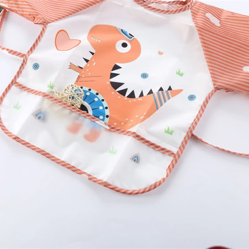 Baby Bibs Burp Cloths Waterproof Long Sleeve Anti-wearing Cartoon Bib Inverted Gown Baby Feeding Bib Bavoir Manches Longues 4
