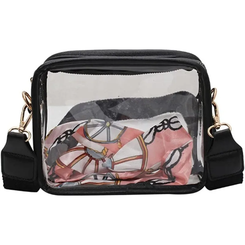 

New Women's Crossbody Shoulder Strap Small Square Transparent PVC One Shoulder Mobile Phone Storage Bag Waterproof
