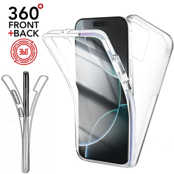 360 ° Copertura completa del telefono per iPhone 16 17 Pro Max Air 16e 11 12 13 14 15 Pro Max 16 Plus Custodia morbida antiurto in TPU + PC