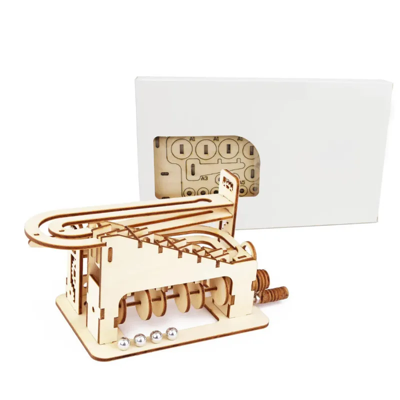 Wood DIY Crafts Kit Spiral Marble Run 3D Wooden Jigsaw Puzzle Package for Teens Friend DIY Model Building Gift Home Decorator