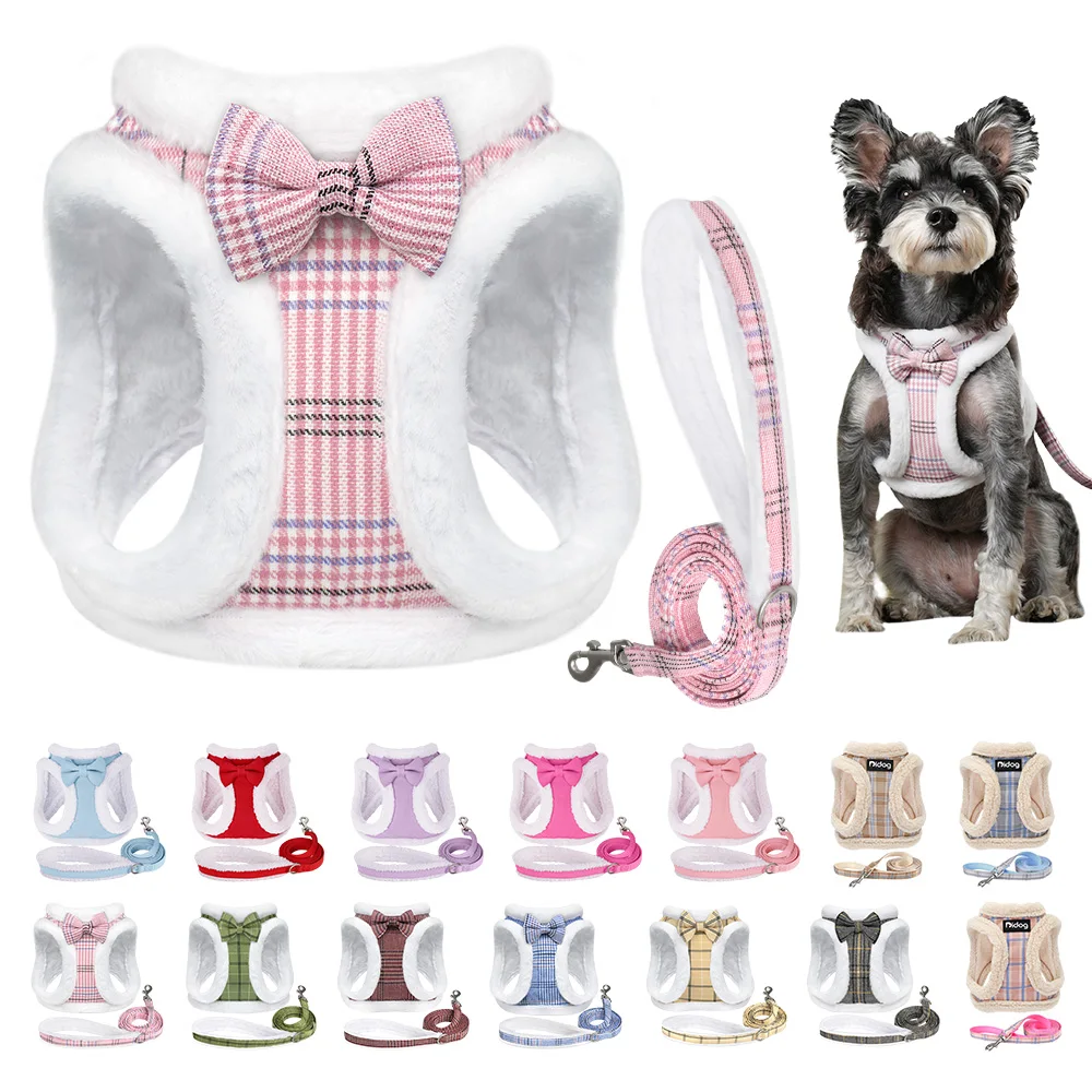 Winter Warm Pet Dog Harness Leash Set Soft Fur Padded Puppy Cat Harness Vest Thick Dogs Vest For Small Medium Dogs Chihuahua Pug Winter Warm Pet Dog Harness Leash Set Soft Fur Padded Puppy Cat Harness Vest Thick Dogs Vest For Small Medium Dogs Chihuahua Pug