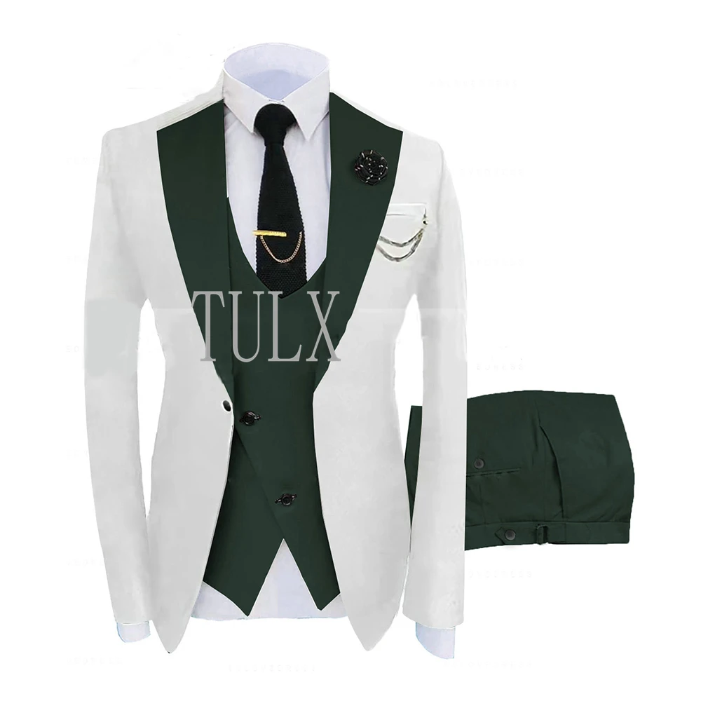 

Male Suits 2023 One Button Business Formal 3 Pieces Set Groom Wear Men Wedding Suit Blazer Vest Pants Trajes De Hombre