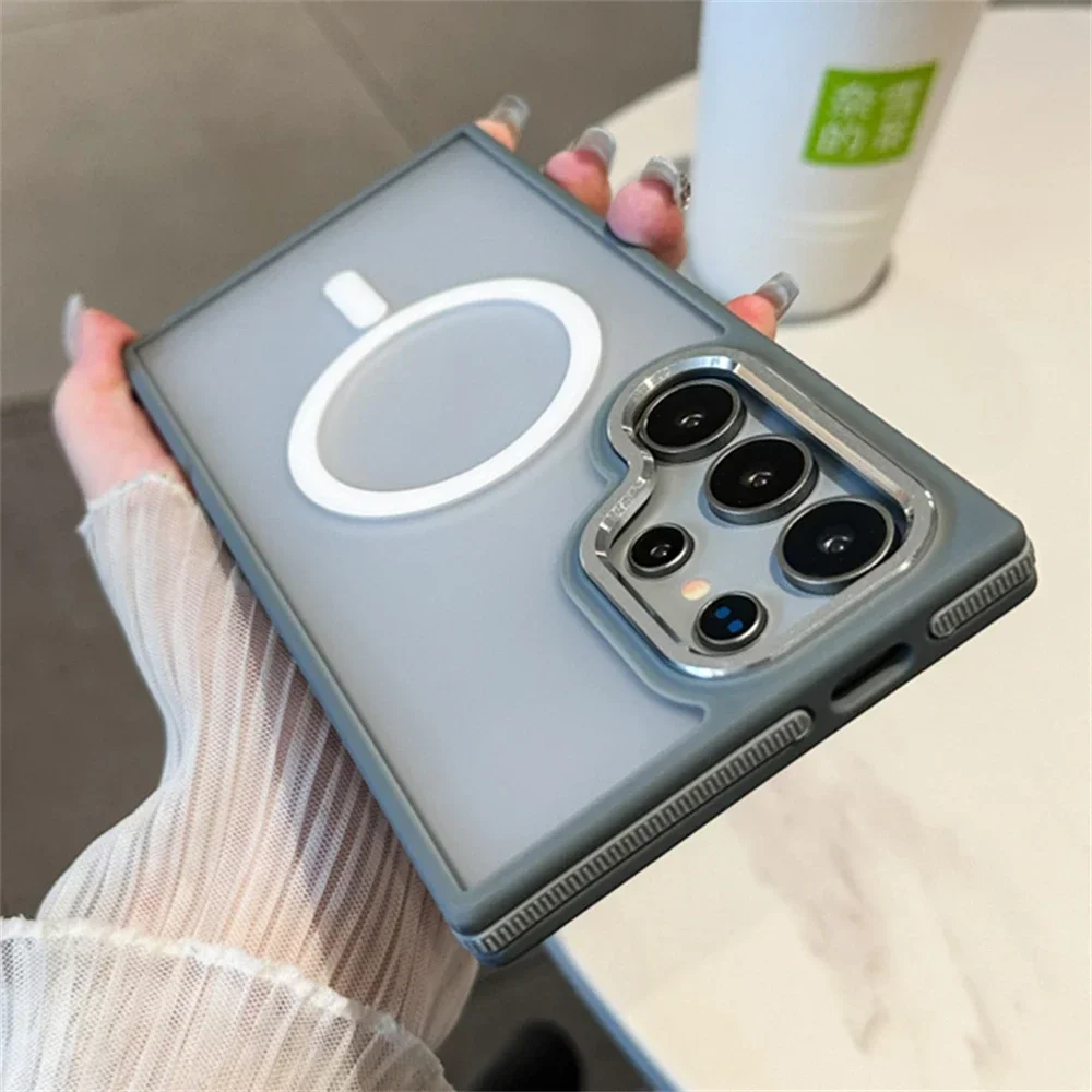 Magnetic Phone Case For Samsung Galaxy S24 S22 Ultra S23 Plus S23 FE For Magsafe Wireless Charging Shockproof Cover Luxury Matte magnetic wireless charging case,phone case,magnetic case,magsafe case,phone protector cover