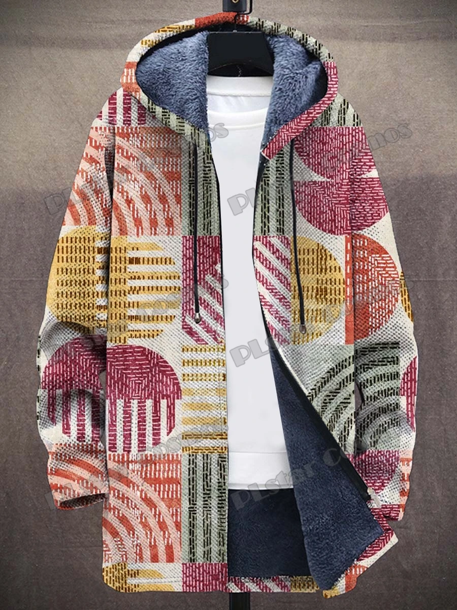 Geometrie & Farbverlauf Kunst Muster 3D All Over Gedruckt Herrenmode Plüsch Dicker Kapuzenmantel Winter Lässige Warme Reißverschlussjacke CM27 – Detail 11