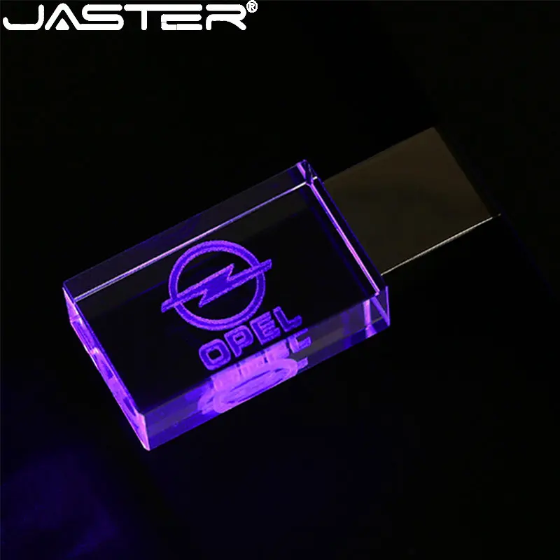 Jaster Criativo Cristal Usb Flash Drives 2.0 128gb com Luzes Coloridas de 64gb Azul Vermelho Presente Pen Drive Memory Stick Personalizado - Imagem 3