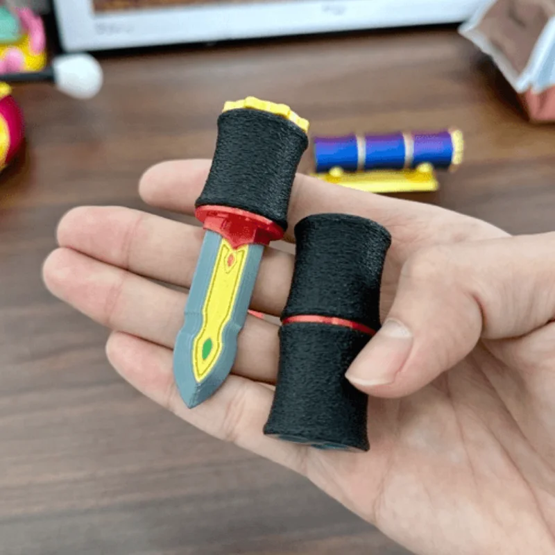 Bamboo Sword Tai Chi Fidget Spinner Magnetic Ejection Push Card Decompression Push Slider Stress Relief Toy