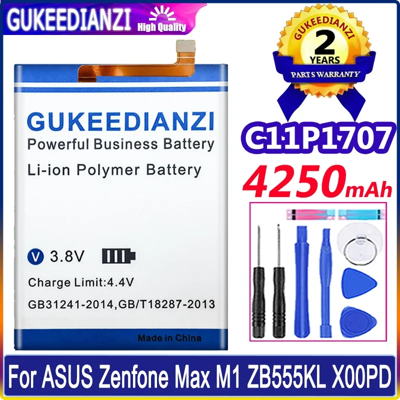

4250mAh GUKEEDIANZI Phone Battery For ASUS C11P1707 Phone Battery For ASUS Zenfone Max M1 ZB555KL X00PD High Capacity