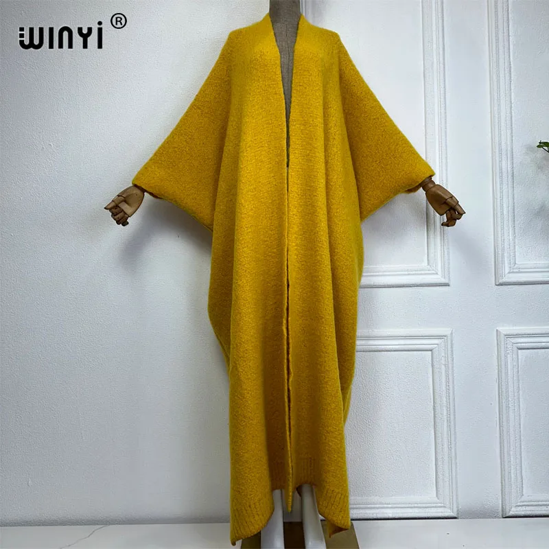 WINYI cappotto invernale donna 2023 pelliccia di lusso monocromatica cappotto neutro spesso confortevole caldo poncho femminile lungo piumino invernale abaya