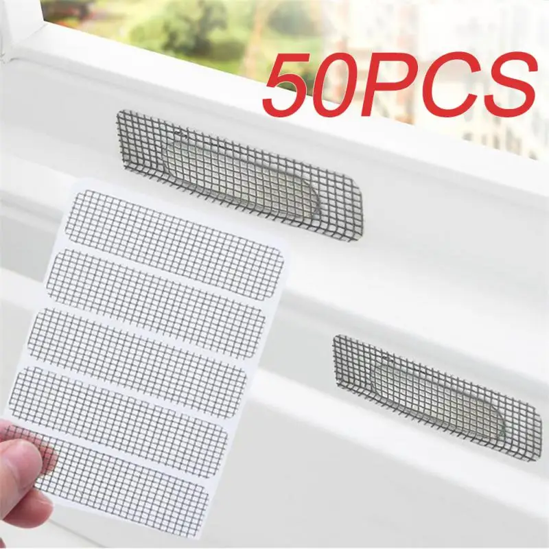Window screen repair tape 50/25/15pcs Adhesive Anti Mosquito Door Mesh Patch Broken Holes Repair Screen Wall Patch