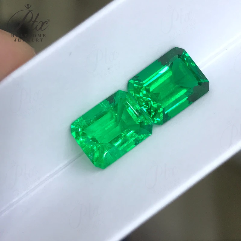 Laborgezüchteter Columbia-Smaragd, hydrothermisch, handgeschliffener Smaragdschliff mit Rissen und Einschlüssen im Inneren, wählbare AGL-Zertifikat-Perlen – Detail 33