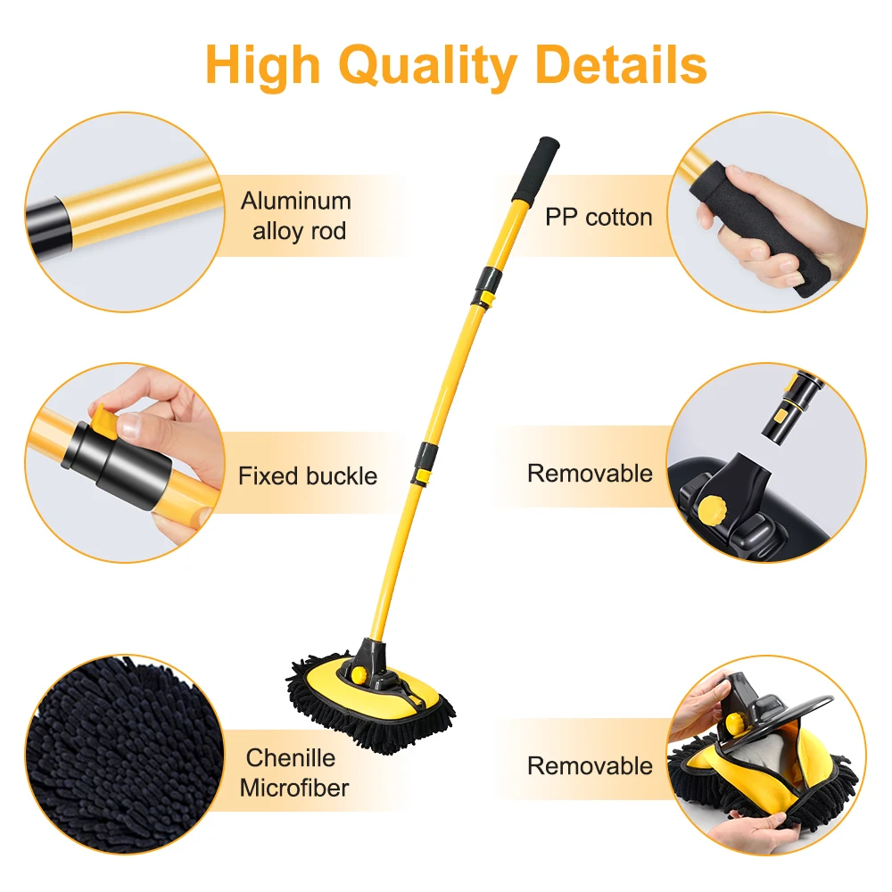 Car Washing Brush Mop Long Handle Telescoping Cleaning Tool Retractable Bent Bar Wash Brushes Chenille Broom Super Absorbent car washing brush
