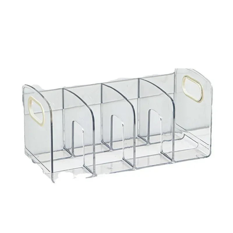 Book Organizer Convenient Clear Acrylic Bookends with Handle Desk Organizer Divided Book Stand Desktop Sorting Rack Study Supplies