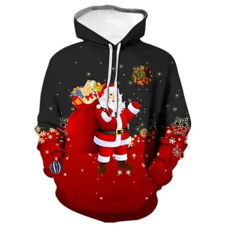 thumbnail image 1 of Sudadera con capucha navideña con estampado 3D para hombre, informal, con diseño de Papá Noel, nueva sudadera con capucha y sudaderas, jerséis holgados de gran tamaño con gráficos para hombre, 1 of 5